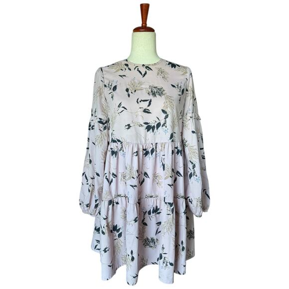 Urban Outfitters UO Floral Printed Mini Dress Pink Babydoll Boho Coquette M - Picture 3 of 8